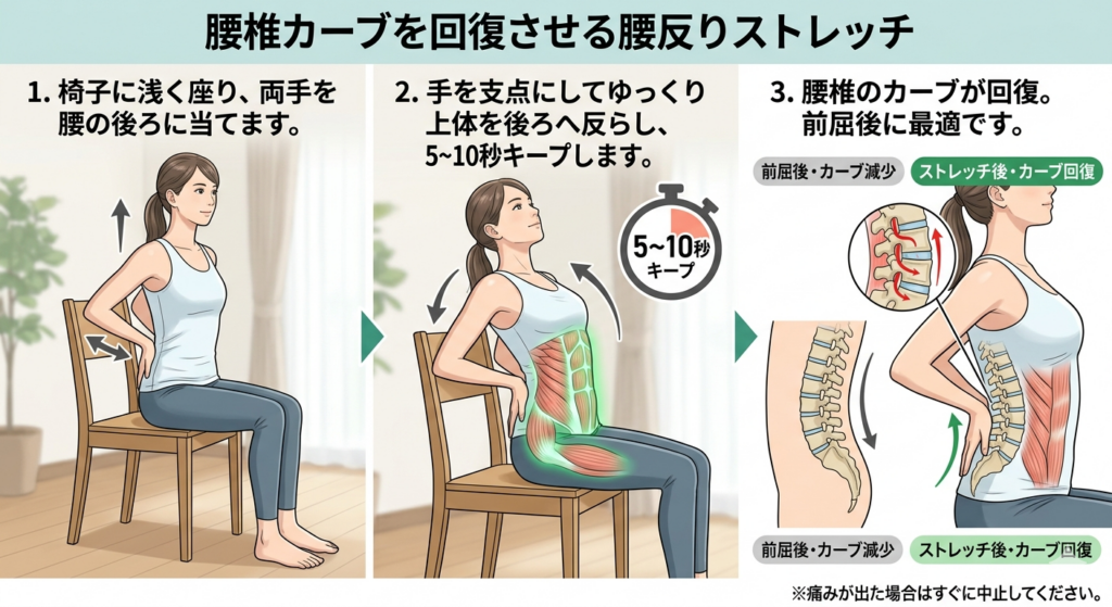 腰椎カーブを回復させる腰反りストレッチの手順