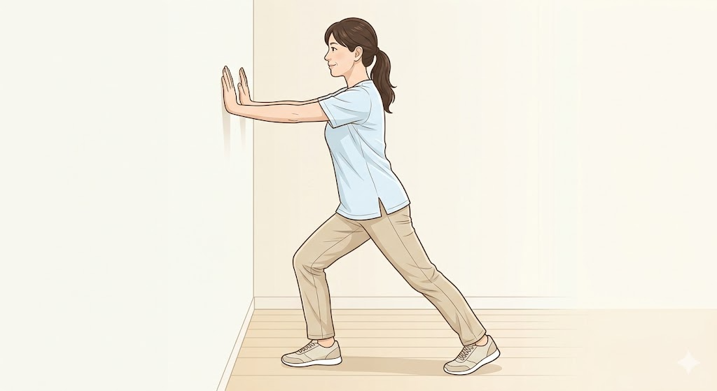 壁を使ったアキレス腱ストレッチのやり方