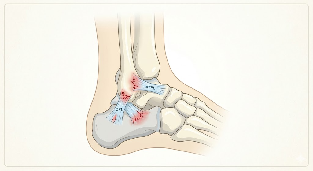 足首の靭帯（前距腓靭帯・踵腓靭帯）の解剖イラスト