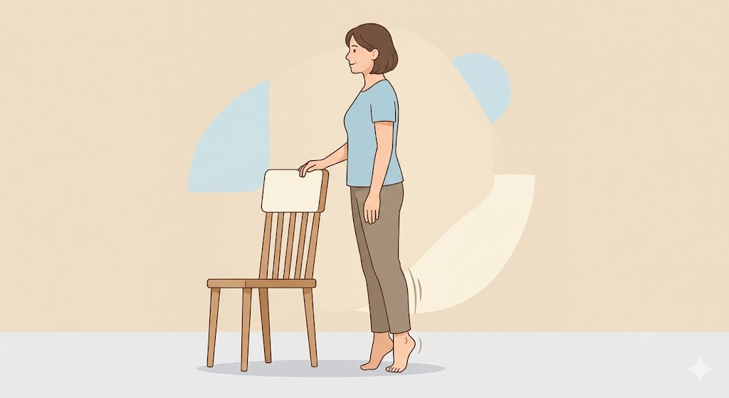 椅子を使ったカーフレイズ（かかと上げ）のやり方