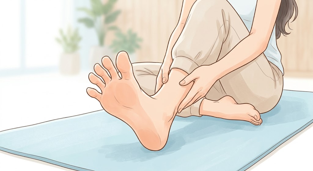 足のセルフケア体操:足の指を動かすグーチョキパー運動のイラスト