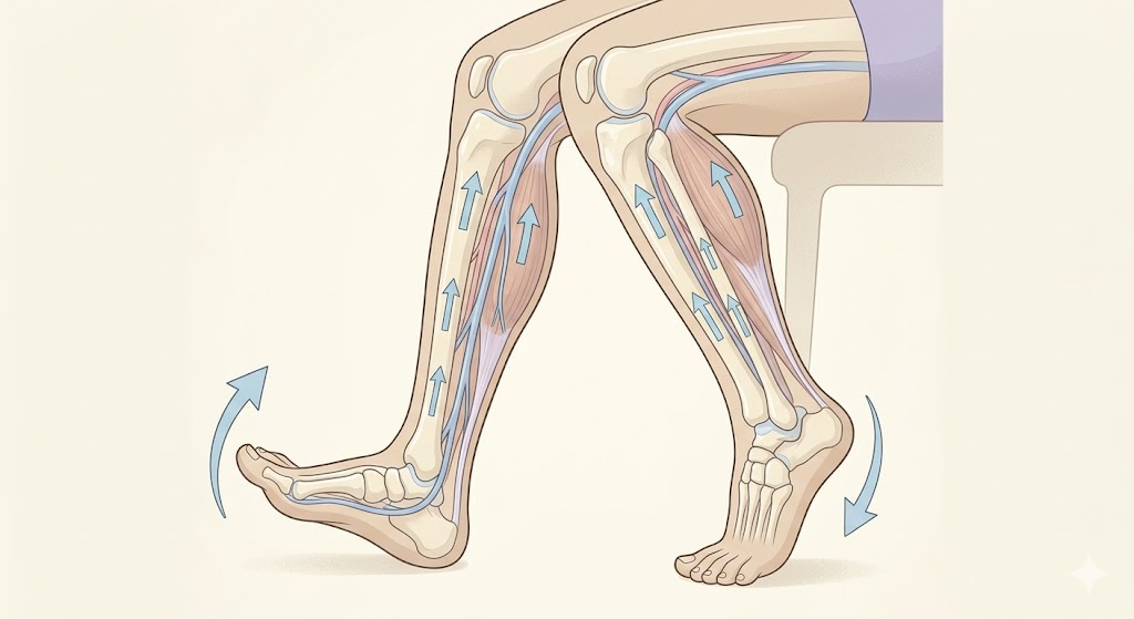 ふくらはぎポンプ運動で血行促進するイラスト