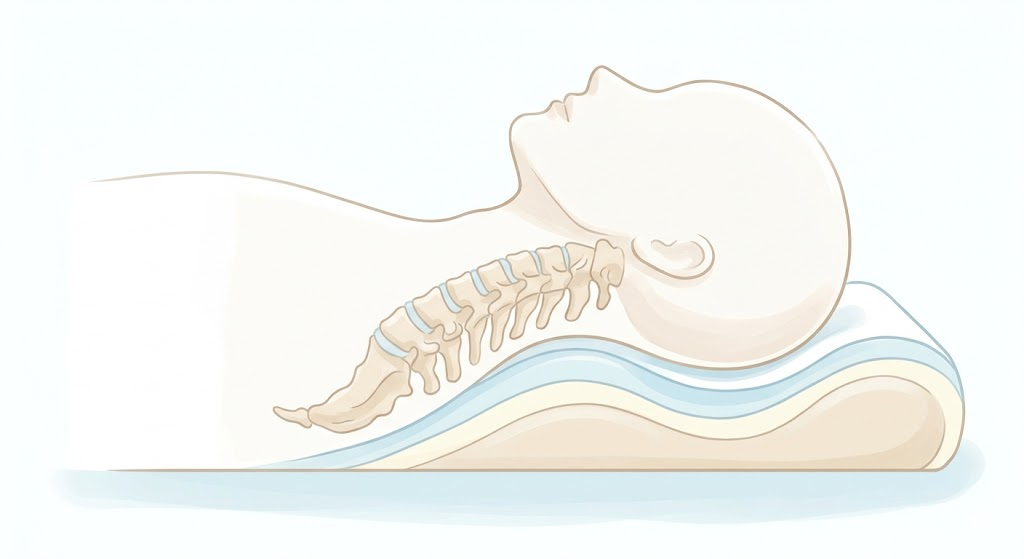 首こり・ストレートネック対策用の頸椎サポート枕の商品イメージイラスト