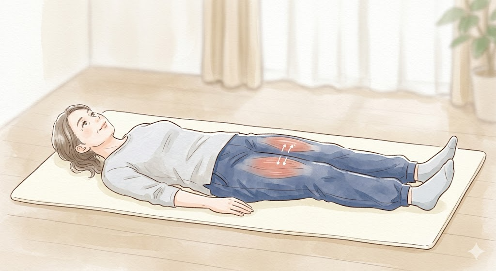 仰向けで行う大腿四頭筋のリハビリ運動