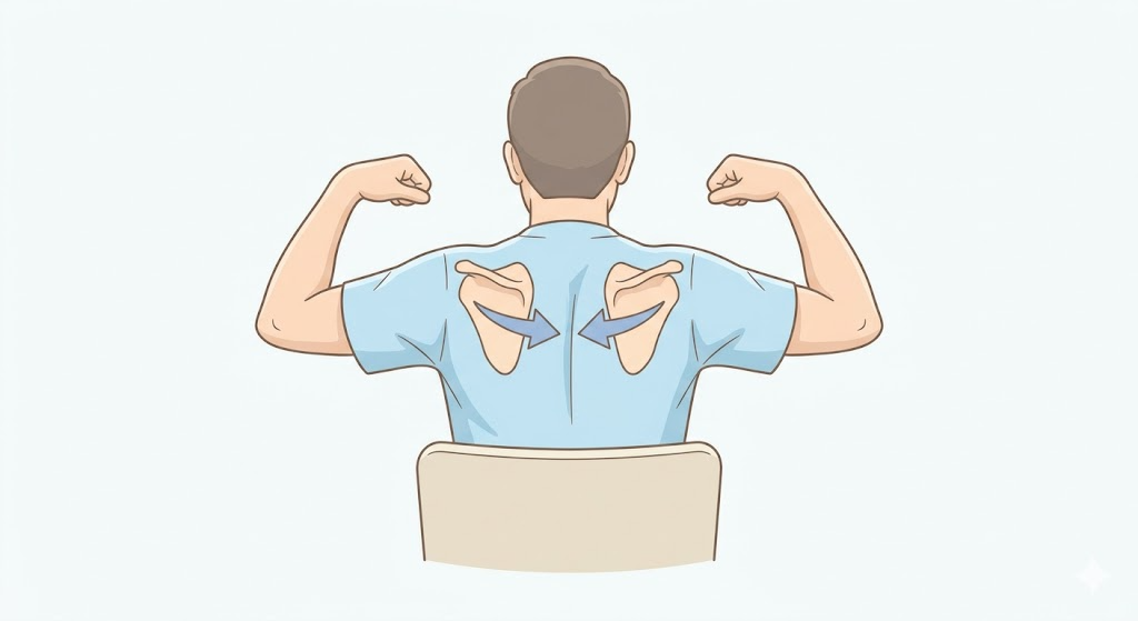 肩甲骨引き寄せ運動のやり方イラスト