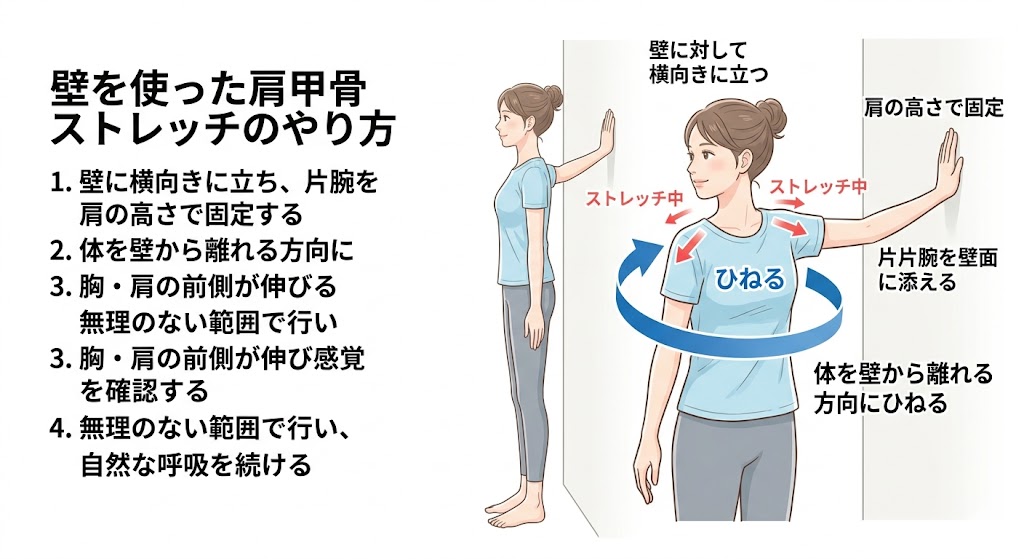 壁を使ったプッシュアップで前鋸筋を鍛える実演
